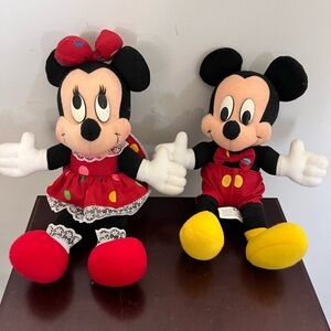 Vintage Walt Disney Collectible Mickey & Minnie Mouse Polka Plush Mattel Lot 2